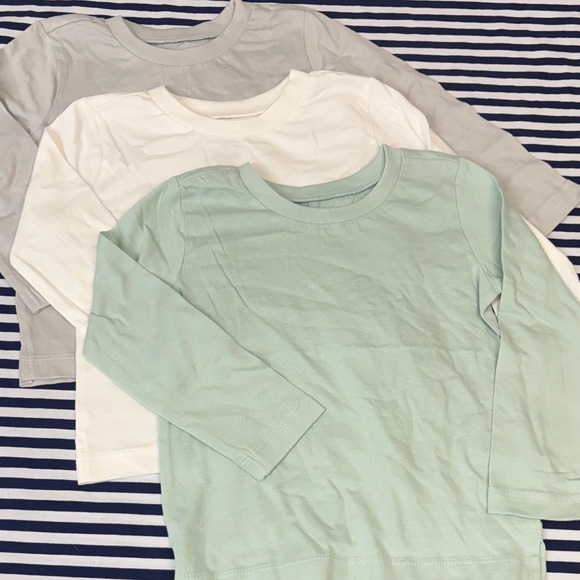 butterblu Other - Butterblu Organic Cotton Long-Sleeve Crew Neck Tees Mint Gray White Size 24M